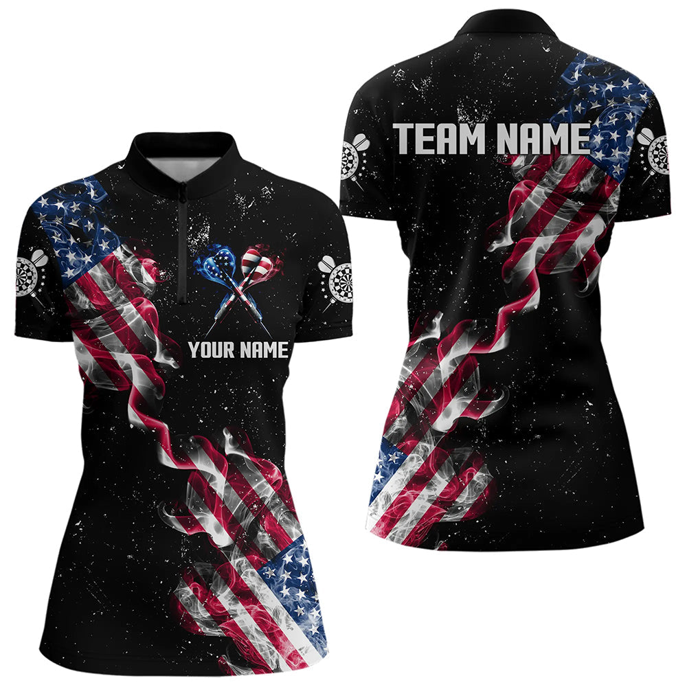 Customized Grunge US Flag Smoke Darts and Quarter-Zip, Patriotic Darts
