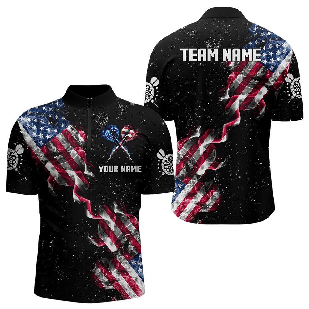 Customized Grunge US Flag Smoke Darts and Quarter-Zip, Patriotic Darts