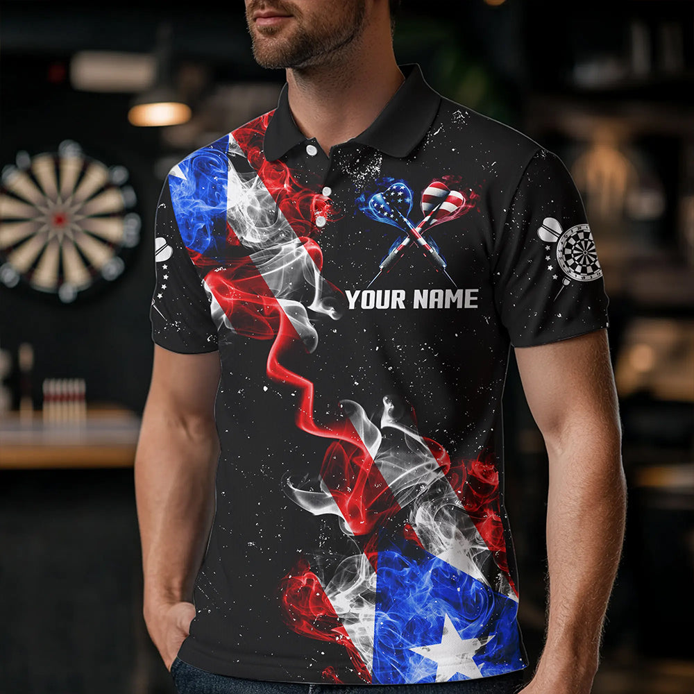 Customized Grunge US Flag Smoke Darts and Quarter-Zip, Patriotic Darts