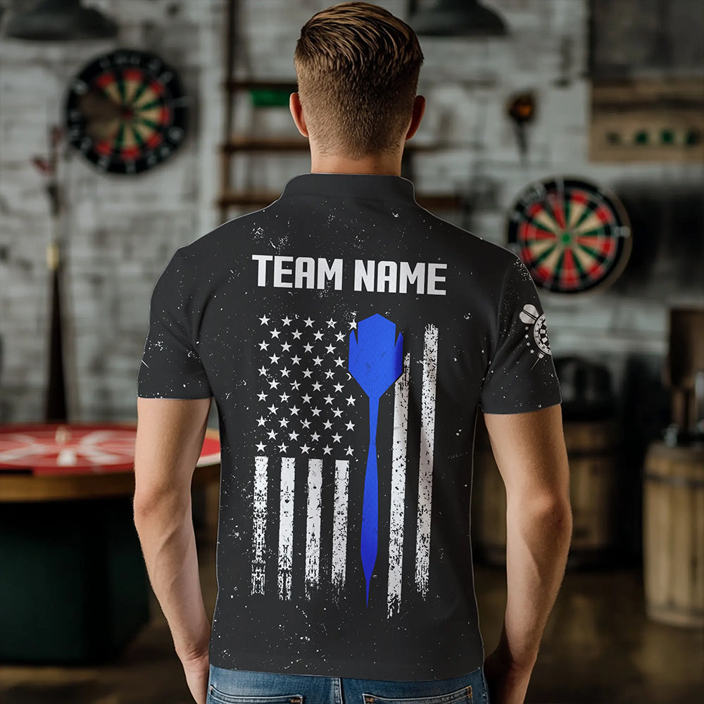 Customized Grunge US Flag Smoke Darts and Quarter-Zip, Patriotic Darts