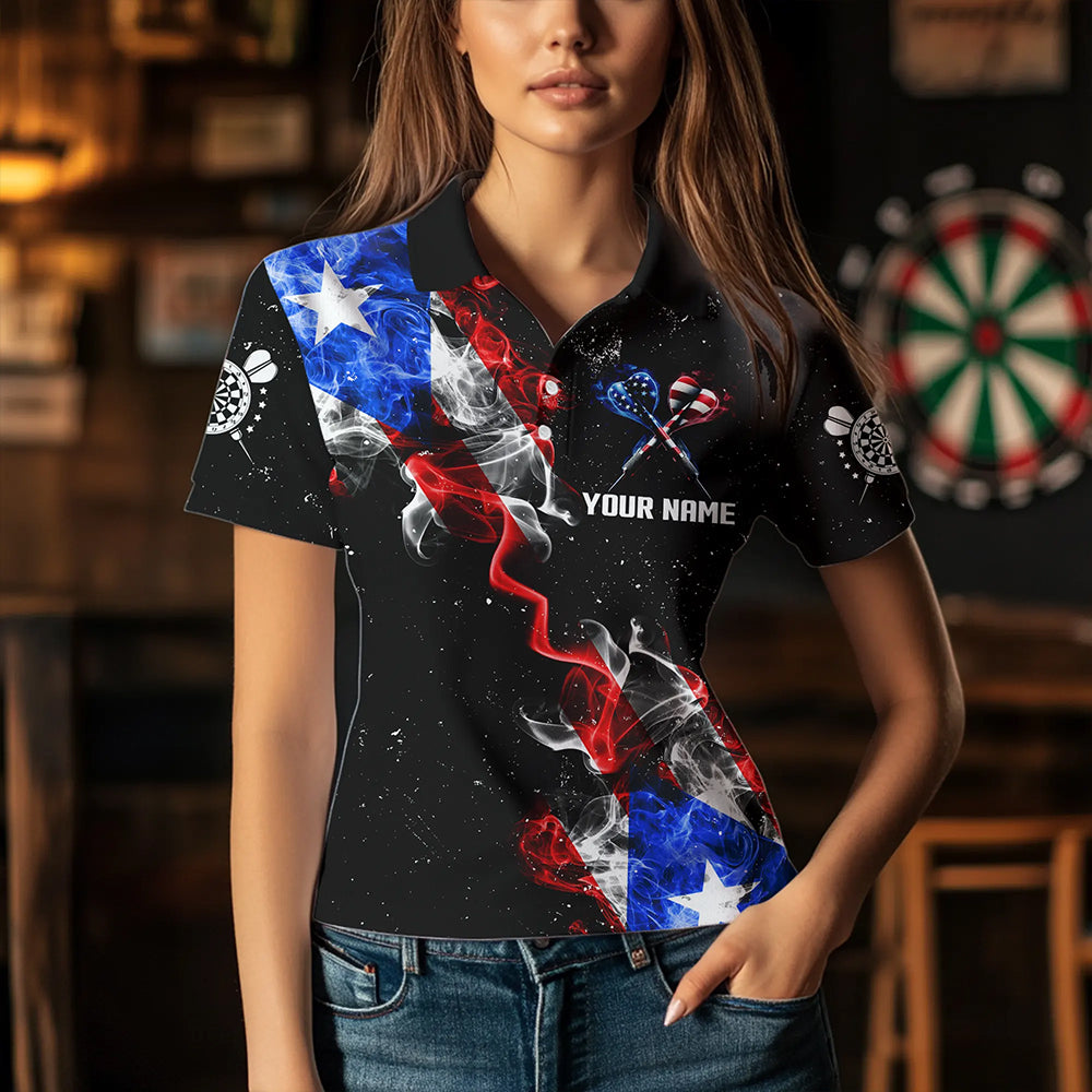 Customized Grunge US Flag Smoke Darts and Quarter-Zip, Patriotic Darts