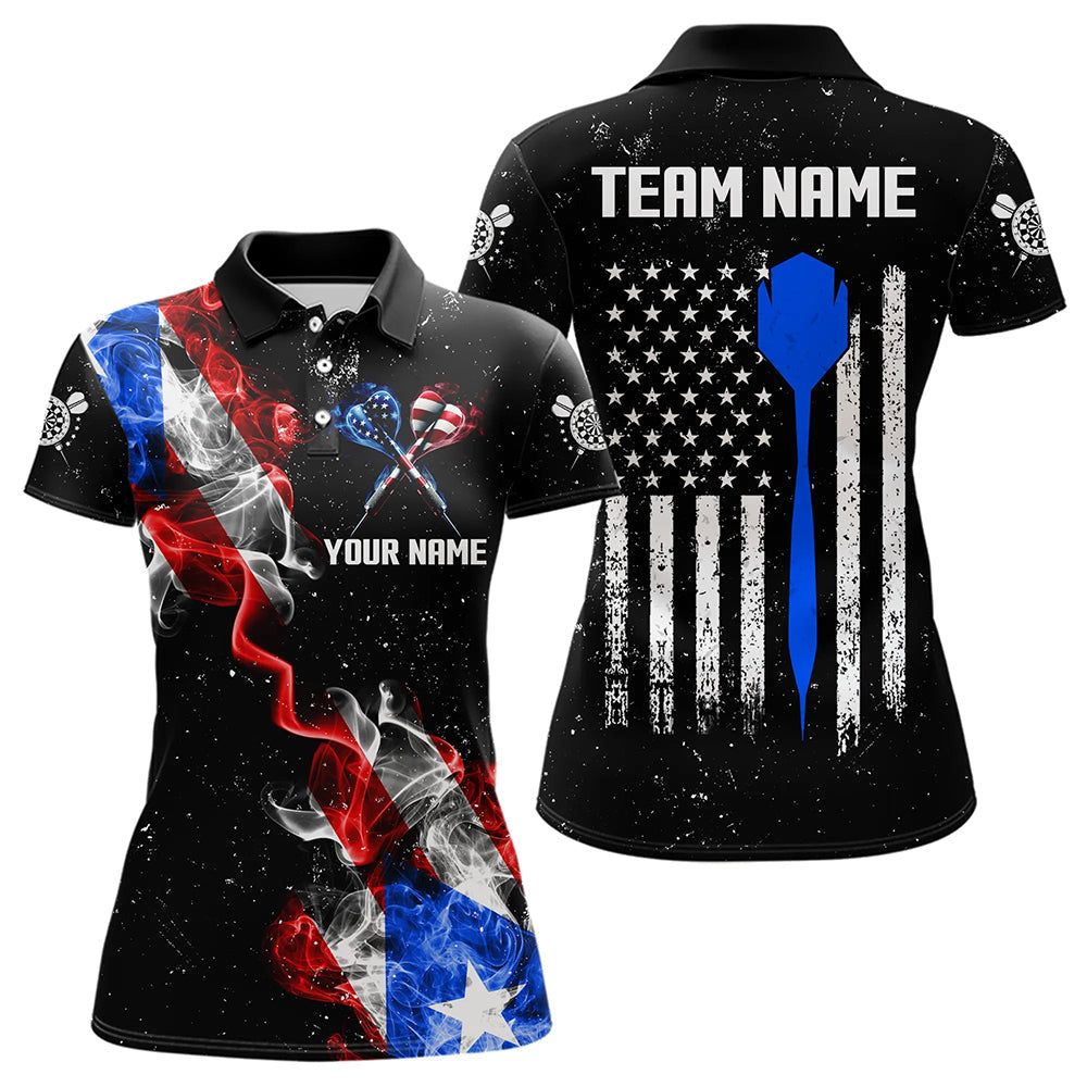 Customized Grunge US Flag Smoke Darts and Quarter-Zip, Patriotic Darts
