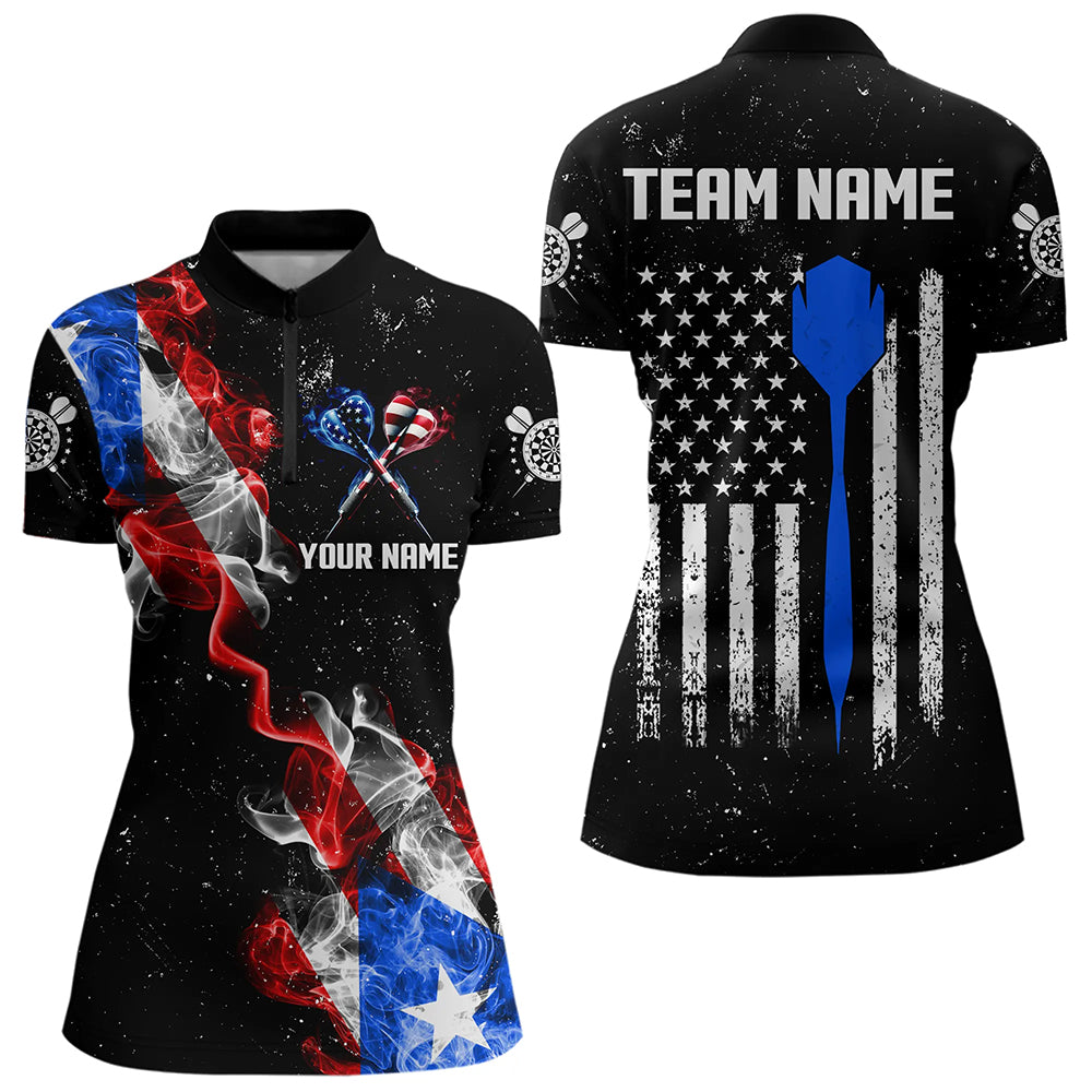 Customized Grunge US Flag Smoke Darts and Quarter-Zip, Patriotic Darts