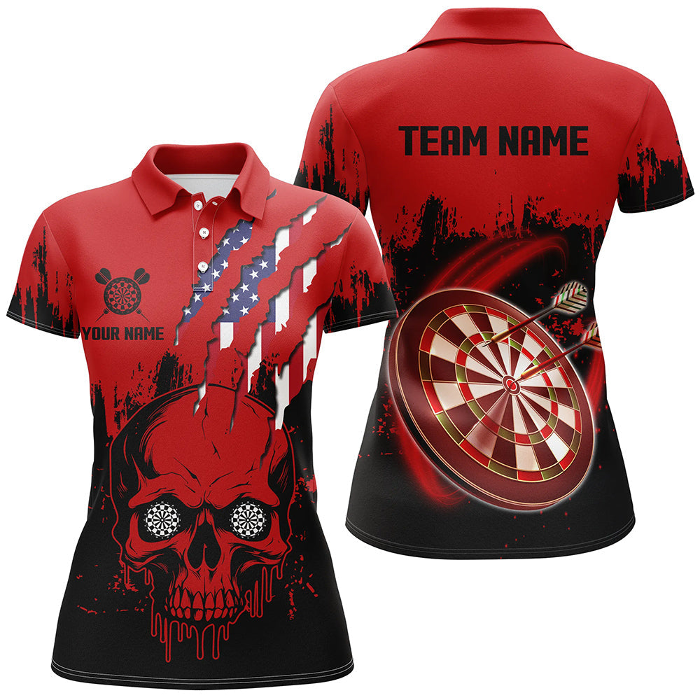 Black Red Dart Skull US Flag Men Quarter-Zip Custom Patriotic Darts Team