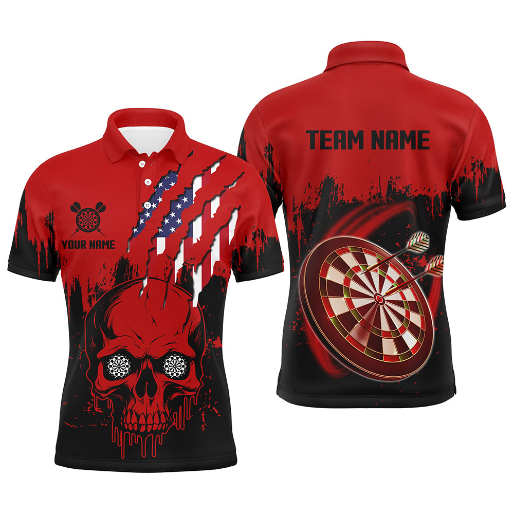 Black Red Dart Skull US Flag Men Quarter-Zip Custom Patriotic Darts Team