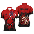 Black Red Dart Skull US Flag Men Quarter-Zip Custom Patriotic Darts Team