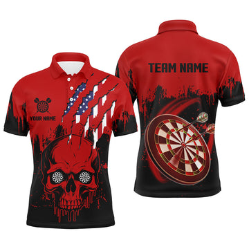 Black Red Dart Skull US Flag Men Quarter-Zip Custom Patriotic Darts Team