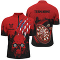 Black Red Dart Skull US Flag Men Quarter-Zip Custom Patriotic Darts Team