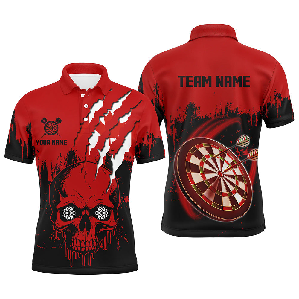 Black Red Dart Skull Canada Flag Men Quarter-Zip Custom Patriotic Dart Team