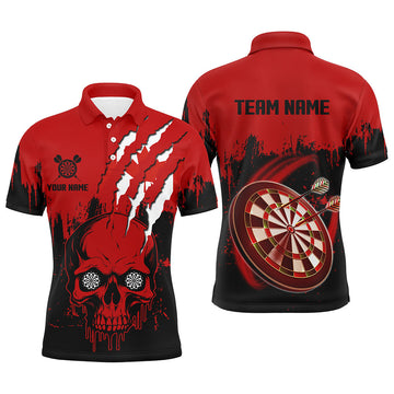 Black Red Dart Skull Canada Flag Men Quarter-Zip Custom Patriotic Dart Team