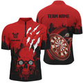 Black Red Dart Skull Canada Flag Men Quarter-Zip Custom Patriotic Dart Team