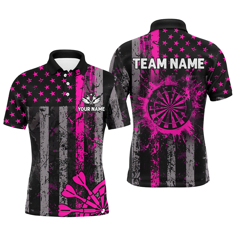 Custom Pink Grunge US Flag Patriotic Darts, Retro Darts Board Darts Team