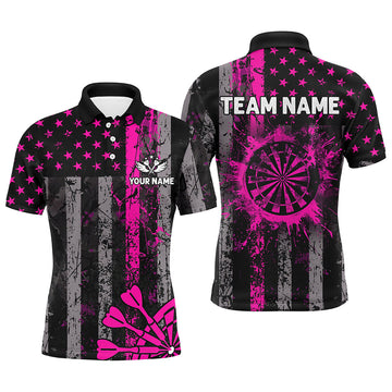 Custom Pink Grunge US Flag Patriotic Darts, Retro Darts Board Darts Team