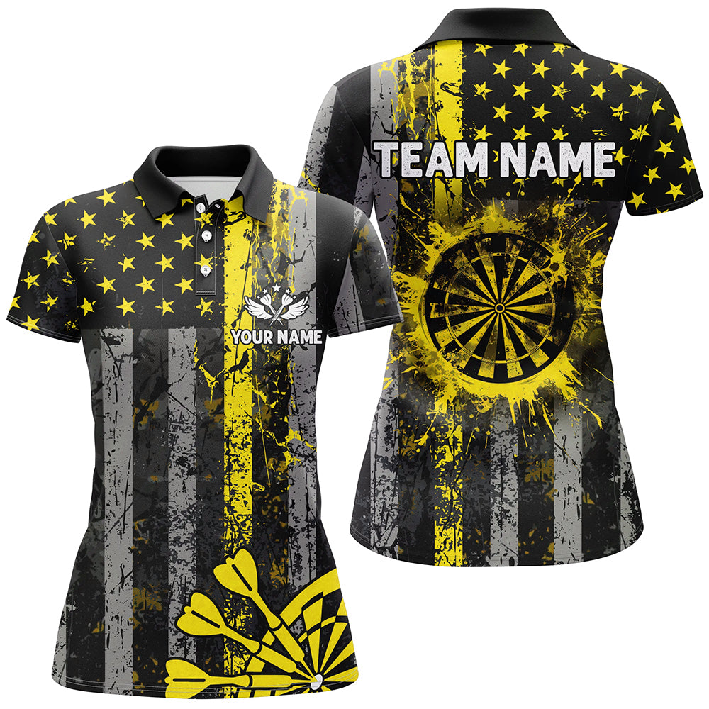 Custom Yellow Grunge US Flag Patriotic Darts, Retro Darts Board Darts Team