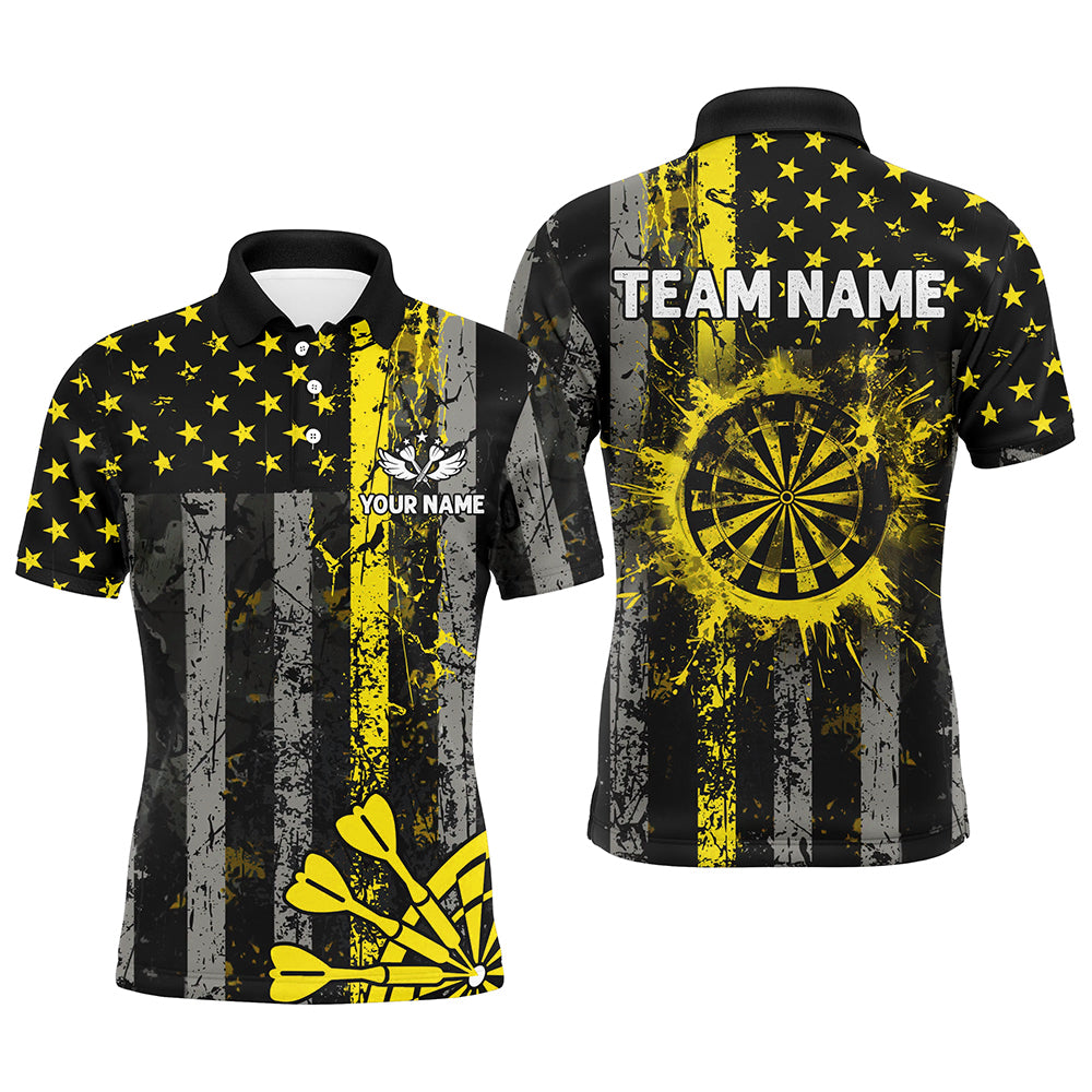 Custom Yellow Grunge US Flag Patriotic Darts, Retro Darts Board Darts Team