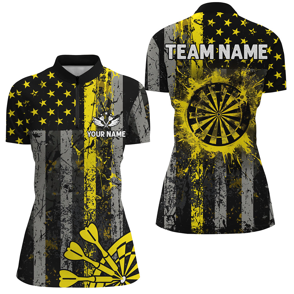 Custom Yellow Grunge US Flag Patriotic Darts, Retro Darts Board Darts Team