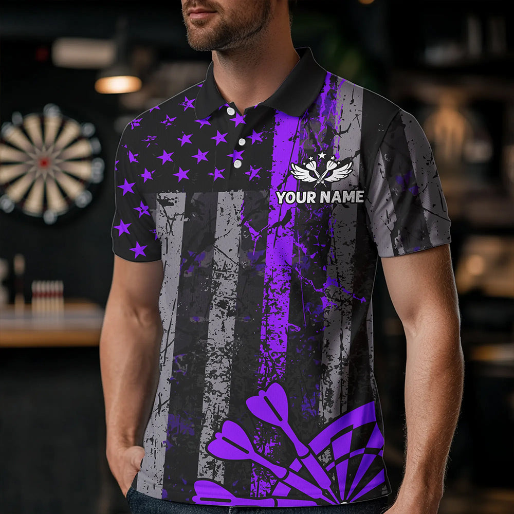 Custom Purple Grunge US Flag Patriotic Darts, Retro Darts Board Darts Team