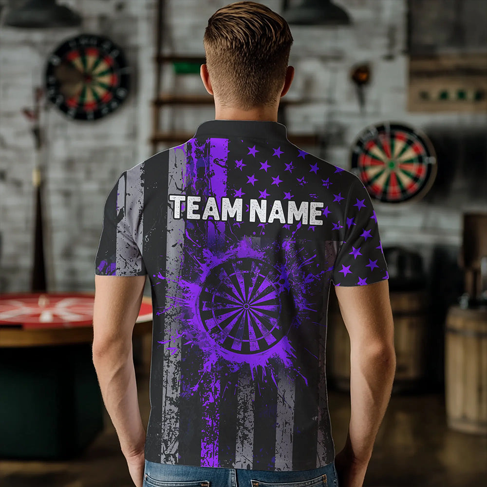 Custom Purple Grunge US Flag Patriotic Darts, Retro Darts Board Darts Team