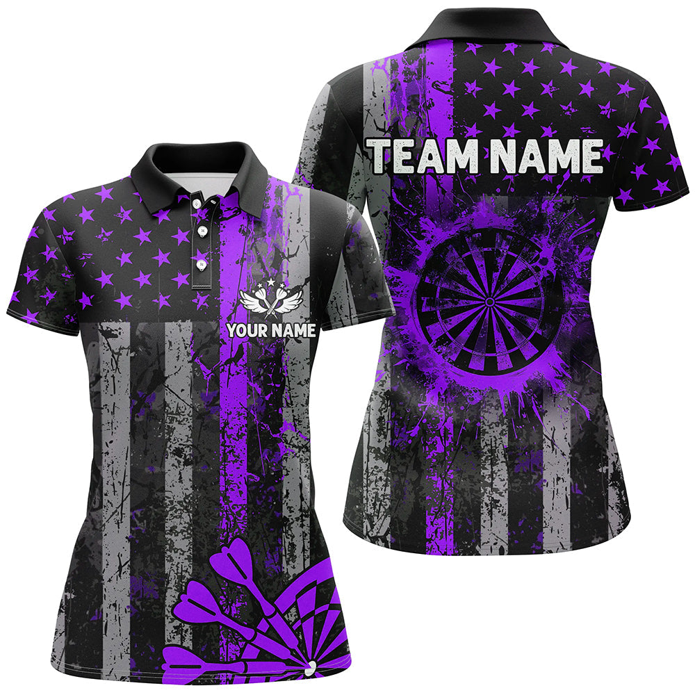 Custom Purple Grunge US Flag Patriotic Darts, Retro Darts Board Darts Team