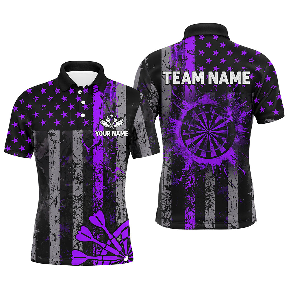 Custom Purple Grunge US Flag Patriotic Darts, Retro Darts Board Darts Team