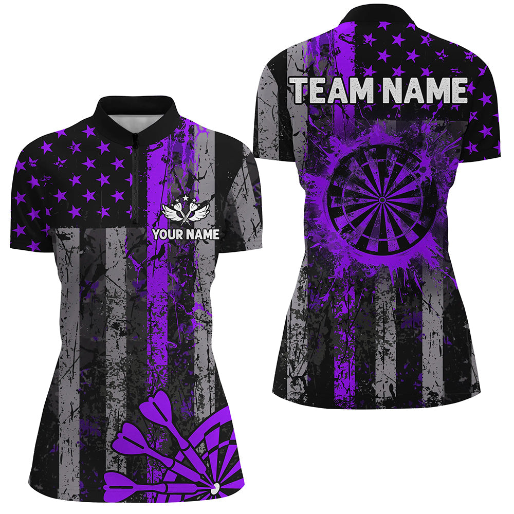 Custom Purple Grunge US Flag Patriotic Darts, Retro Darts Board Darts Team