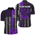 Custom Purple Grunge US Flag Patriotic Darts, Retro Darts Board Darts Team