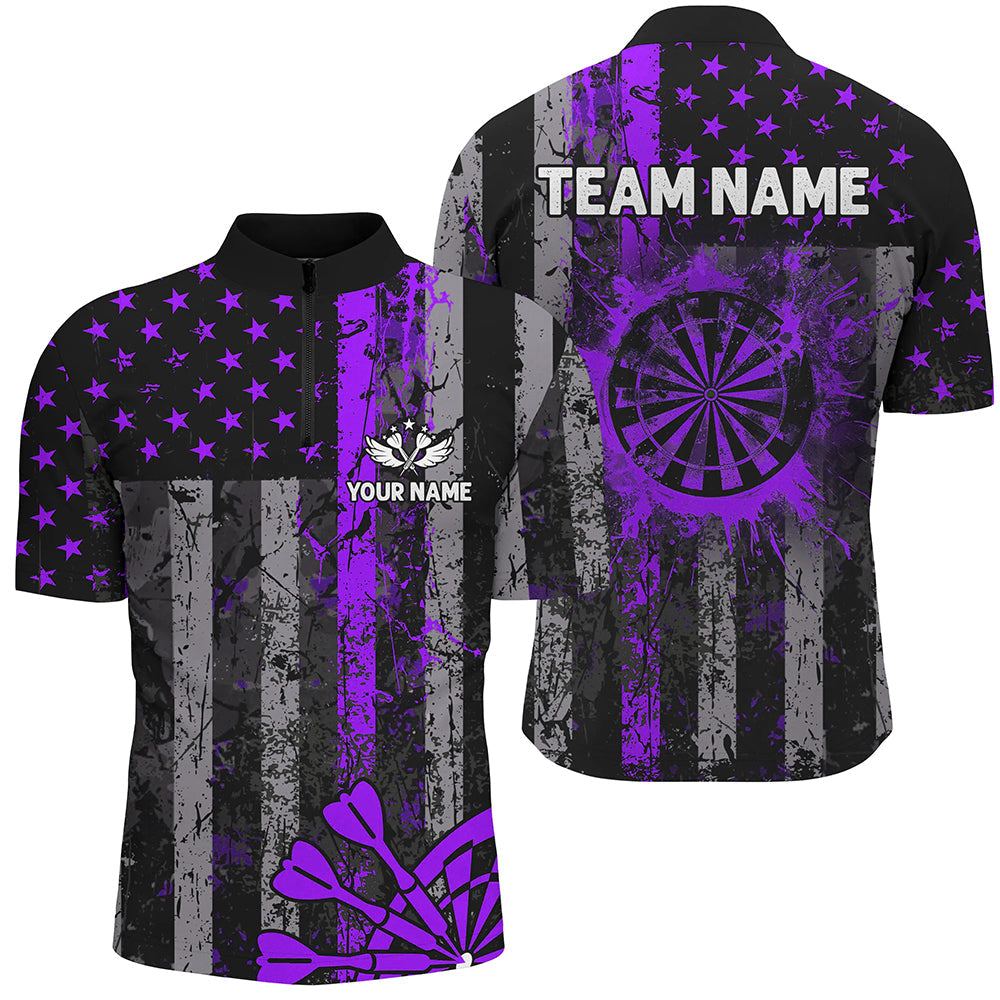 Custom Purple Grunge US Flag Patriotic Darts, Retro Darts Board Darts Team