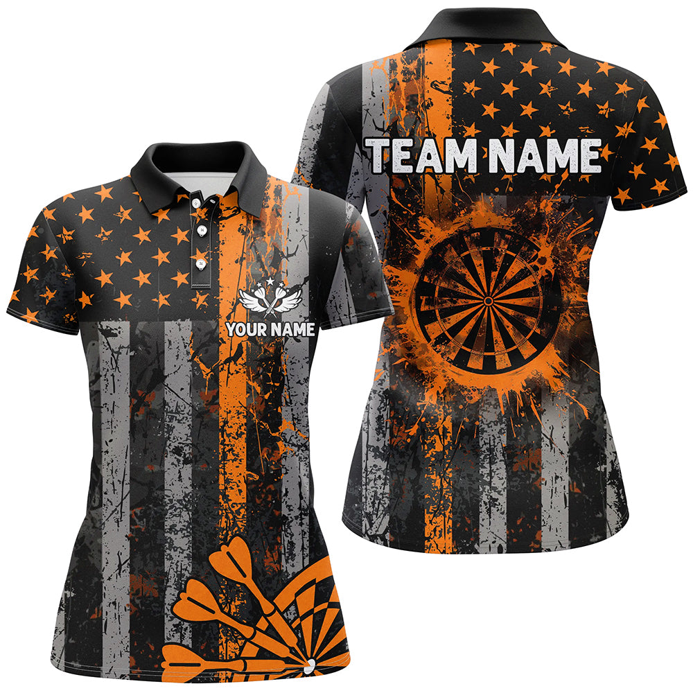 Custom Orange Grunge US Flag Patriotic Darts, Retro Darts Board Darts Team