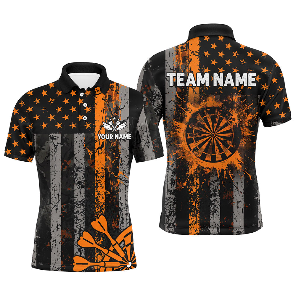 Custom Orange Grunge US Flag Patriotic Darts, Retro Darts Board Darts Team