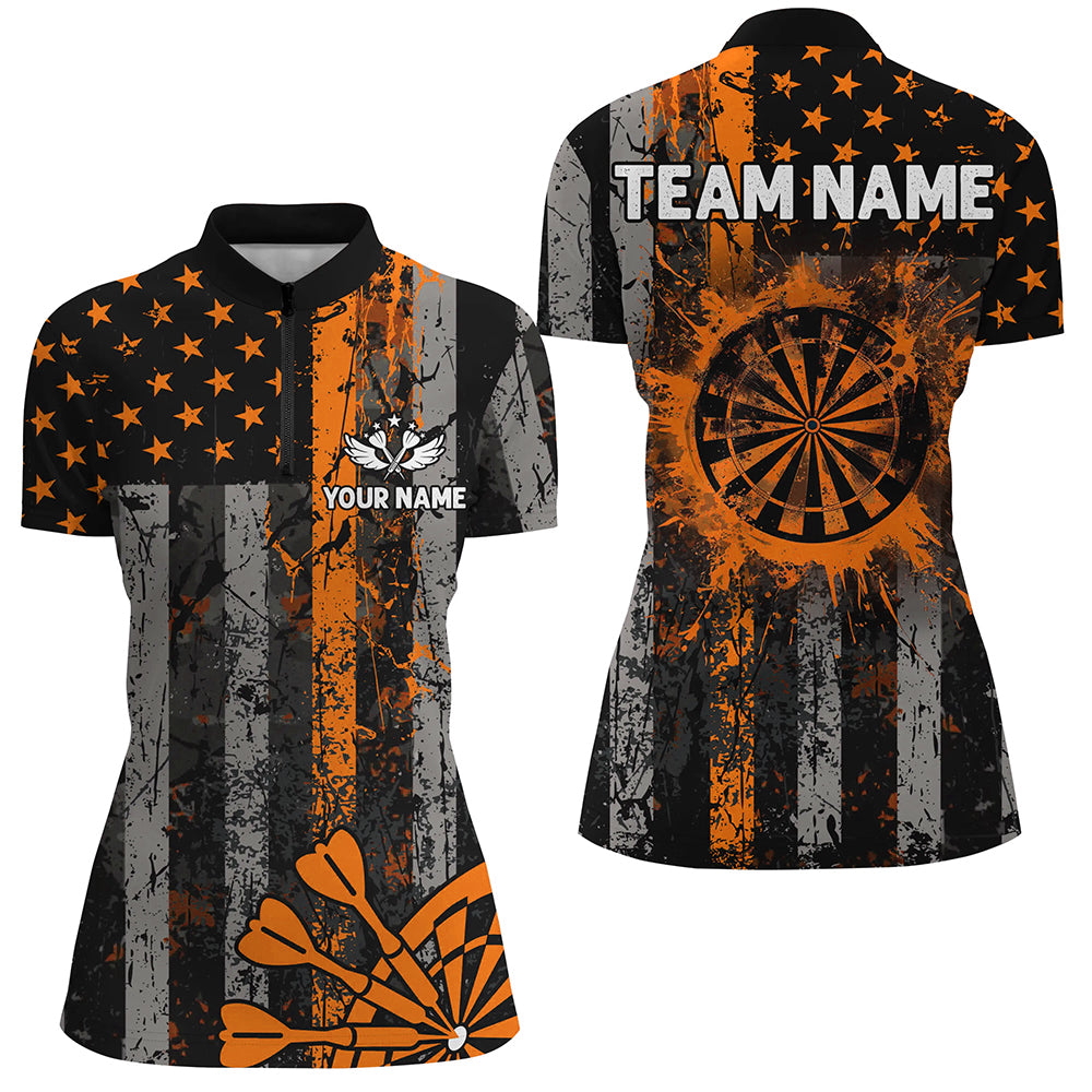 Custom Orange Grunge US Flag Patriotic Darts, Retro Darts Board Darts Team
