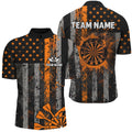 Custom Orange Grunge US Flag Patriotic Darts, Retro Darts Board Darts Team