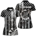 Custom Black Grunge US Flag Patriotic Darts, Retro Darts Board Darts Team