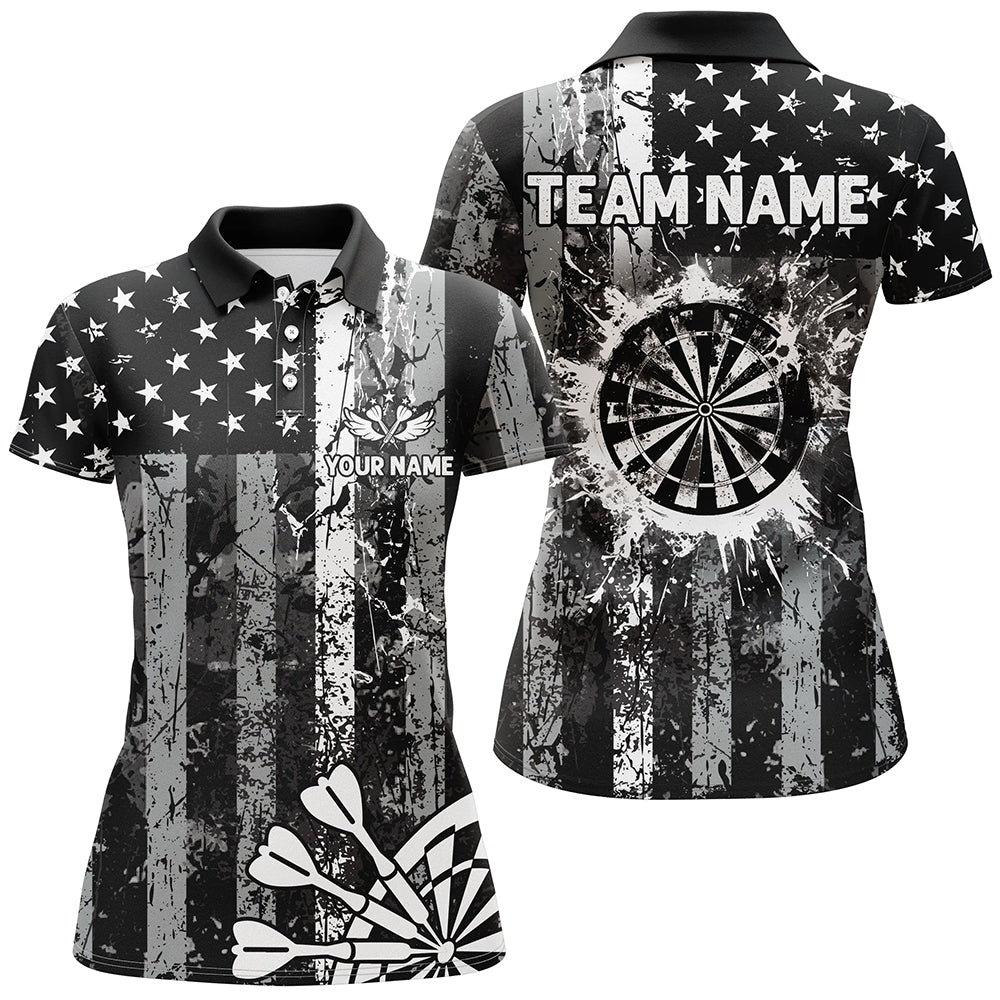Custom Black Grunge US Flag Patriotic Darts, Retro Darts Board Darts Team