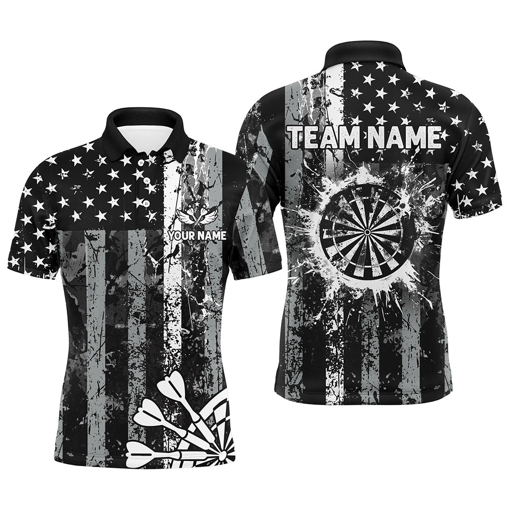 Custom Black Grunge US Flag Patriotic Darts, Retro Darts Board Darts Team