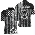 Custom Black Grunge US Flag Patriotic Darts, Retro Darts Board Darts Team