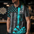 Custom Turquoise Grunge Us Flag Patriotic Darts, Retro Darts Board Darts Team
