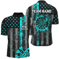 Custom Turquoise Grunge Us Flag Patriotic Darts, Retro Darts Board Darts Team