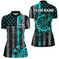 Custom Turquoise Grunge Us Flag Patriotic Darts, Retro Darts Board Darts Team