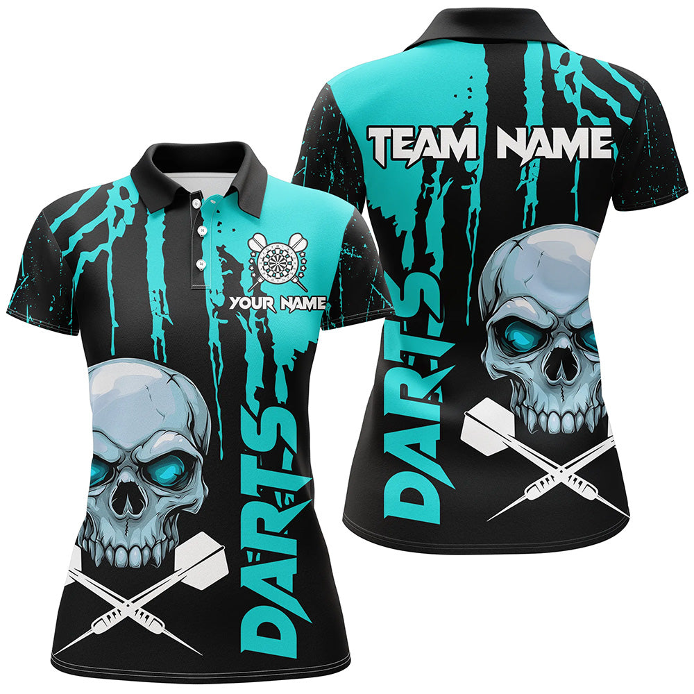 Turquoise Grunge Custom Skull Dart, Scary Darts, Darts League Team