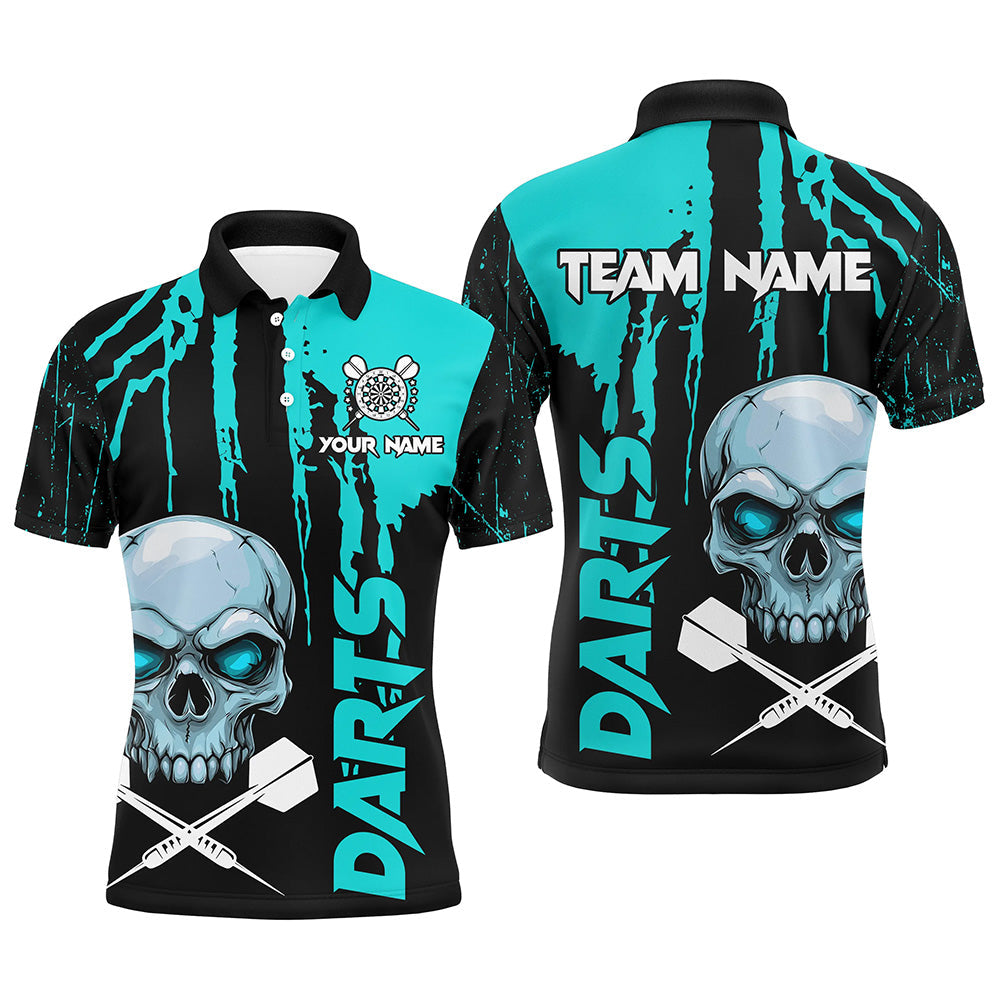 Turquoise Grunge Custom Skull Dart, Scary Darts, Darts League Team