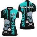 Turquoise Grunge Custom Skull Dart, Scary Darts, Darts League Team