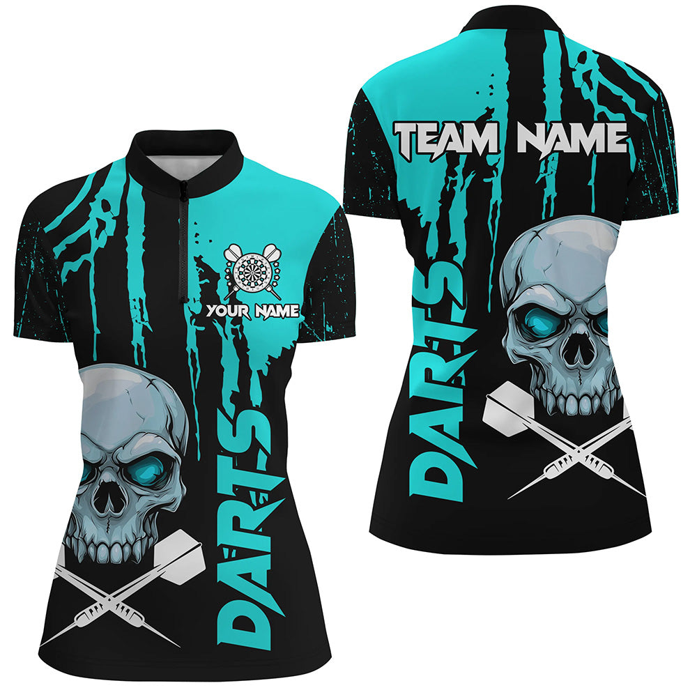 Turquoise Grunge Custom Skull Dart, Scary Darts, Darts League Team