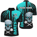 Turquoise Grunge Custom Skull Dart, Scary Darts, Darts League Team