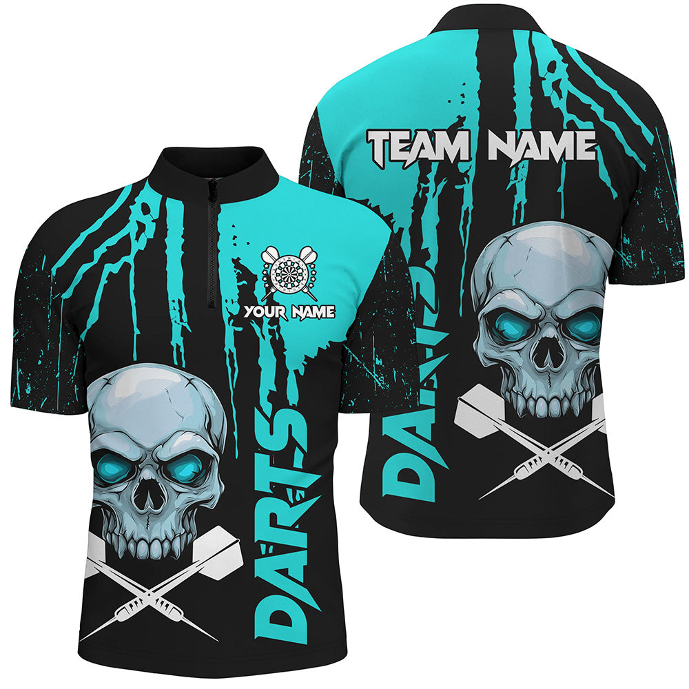 Turquoise Grunge Custom Skull Dart, Scary Darts, Darts League Team