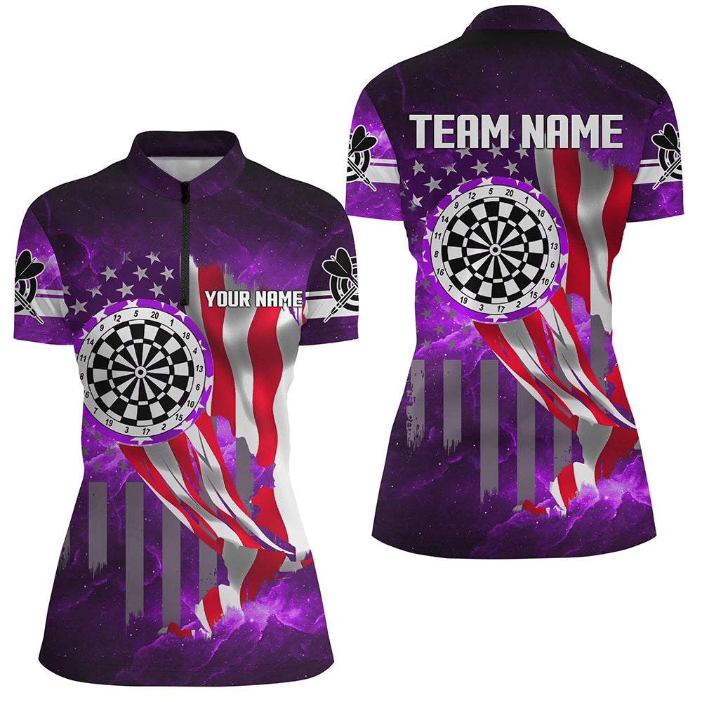 US Flag Dartboard Purple Galaxy Men and Quarter-Zip Custom Patriotic Darts League