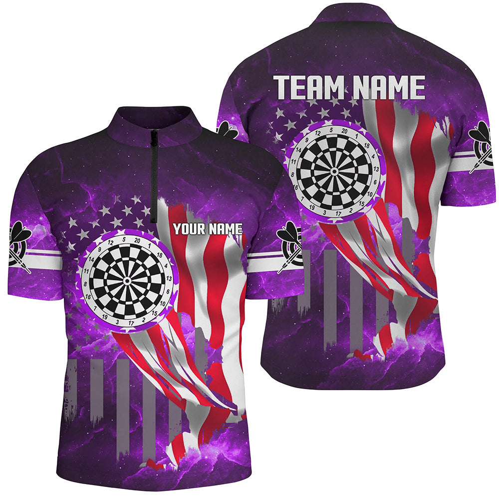 US Flag Dartboard Purple Galaxy Men and Quarter-Zip Custom Patriotic Darts League