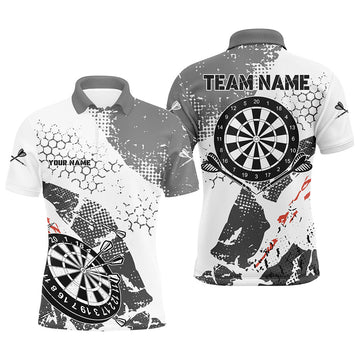 Retro Grey White Pattern Custom Darts and Quarter-Zip, Grunge Darts Team