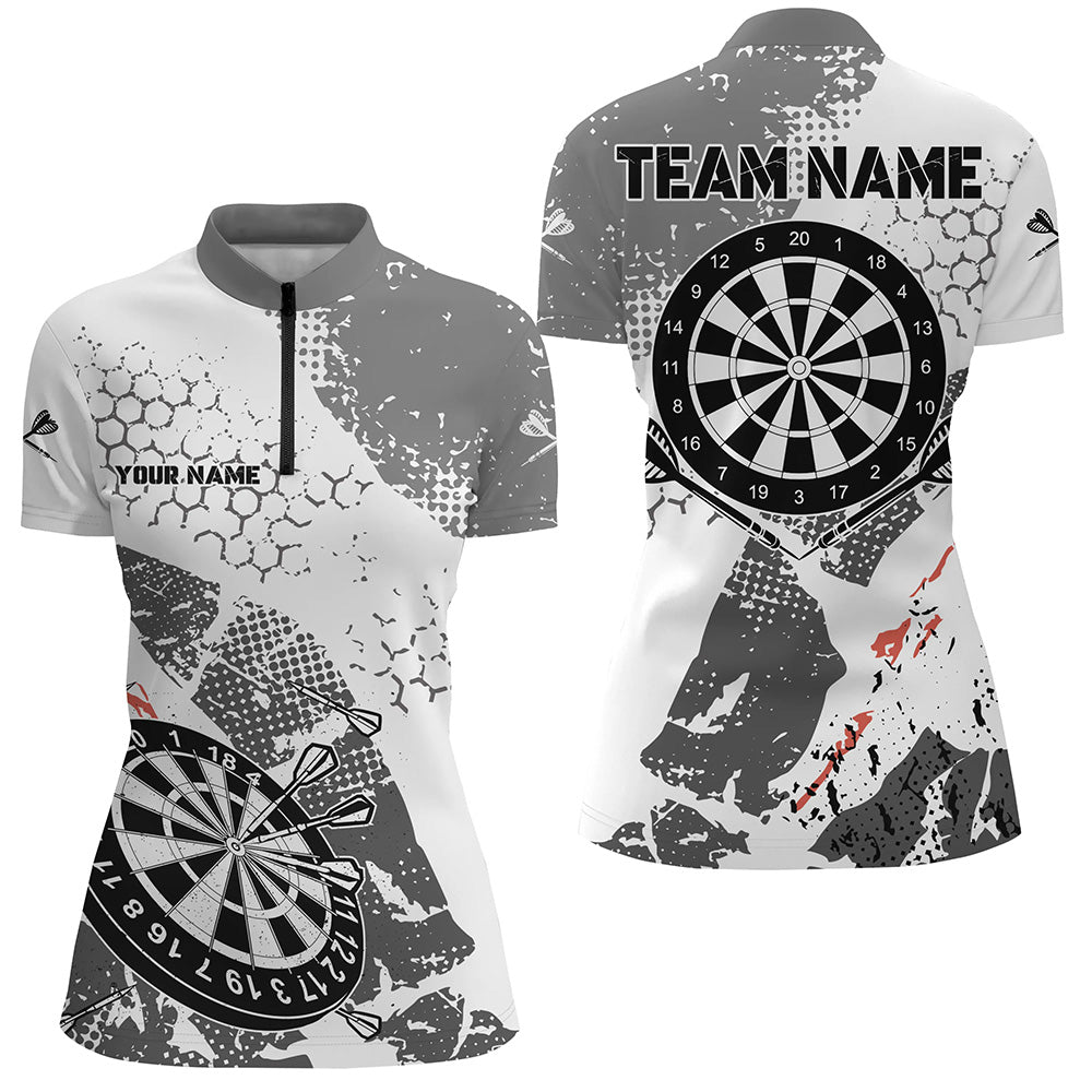 Retro Grey White Pattern Custom Darts and Quarter-Zip, Grunge Darts Team