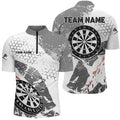 Retro Grey White Pattern Custom Darts and Quarter-Zip, Grunge Darts Team