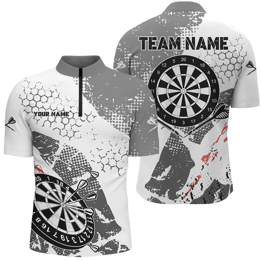 Retro Grey White Pattern Custom Darts and Quarter-Zip, Grunge Darts Team